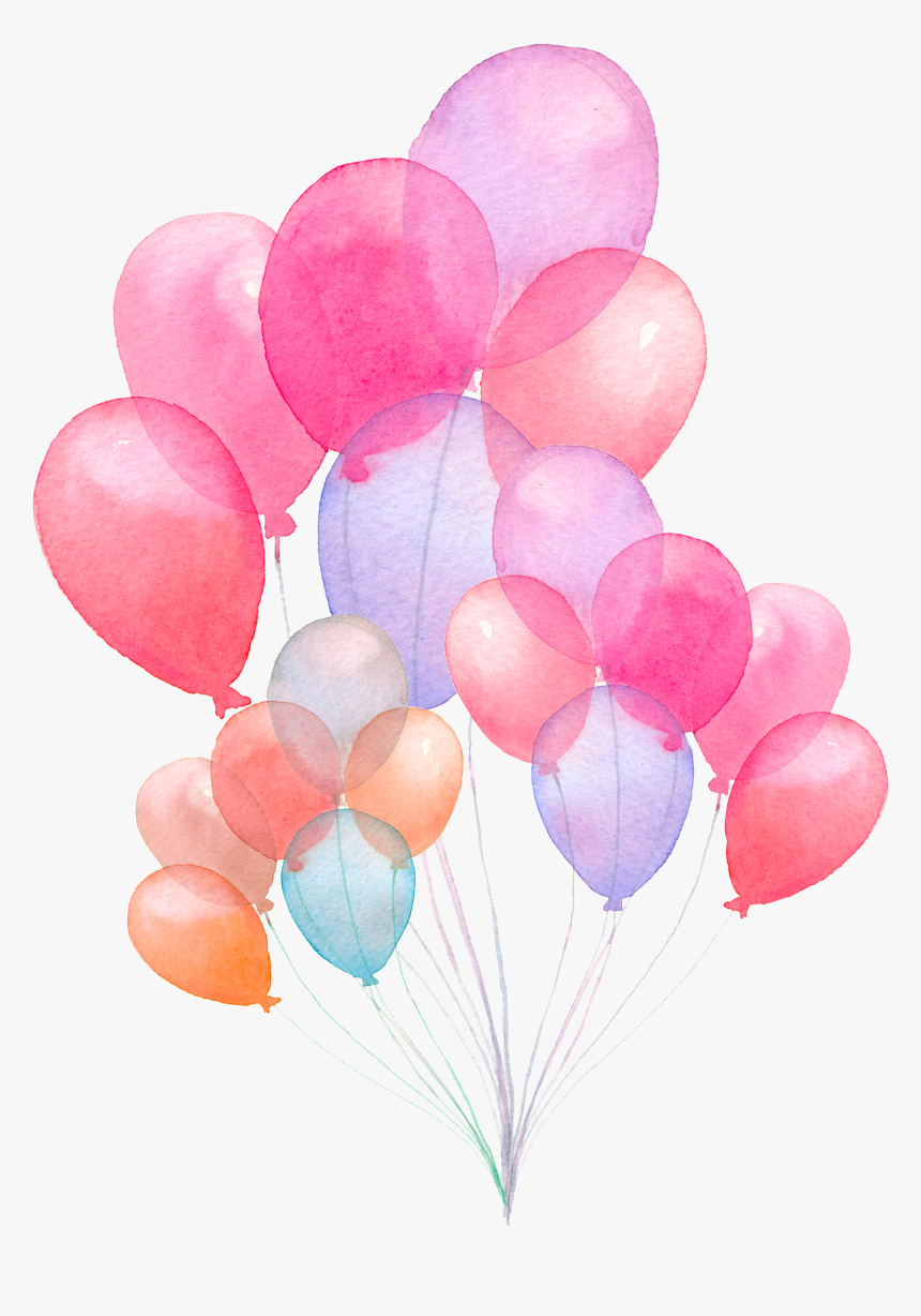 #ftestickers #watercolor #balloons #colorful - Watercolor Balloons Transparent Background, HD Png Download, Free Download