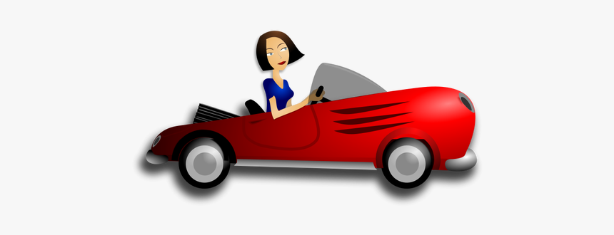 Brunette Girl Driving Coupe Vector Image - Clip Art Girl Driving Car, HD Png Download, Free Download