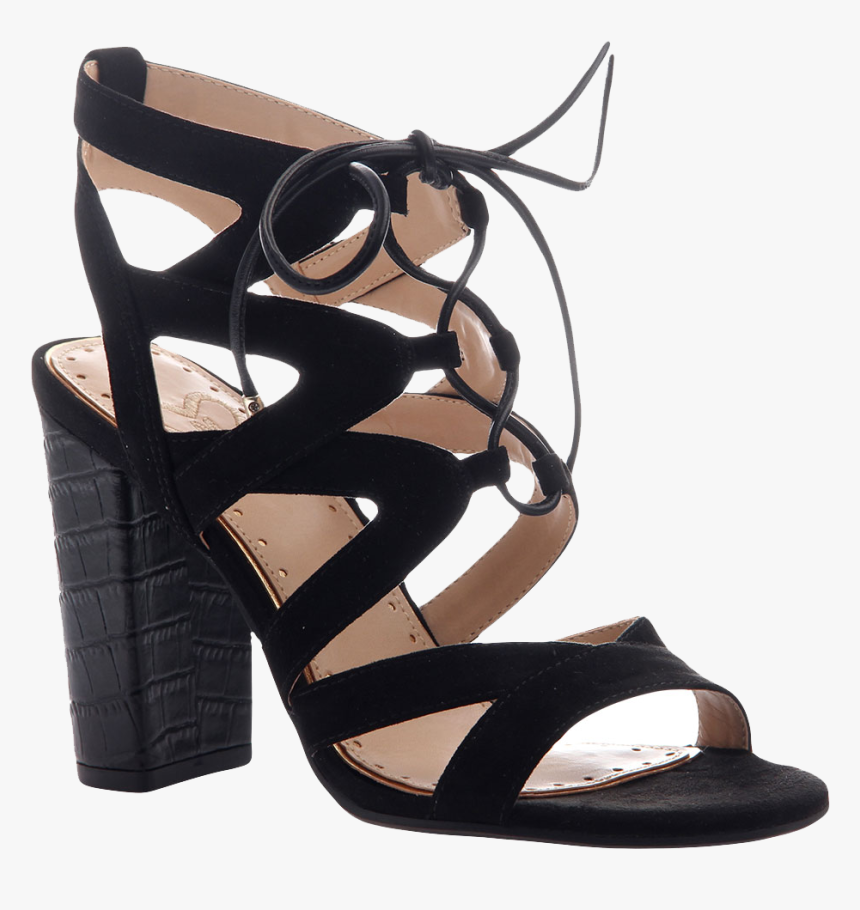 Brunette In Black Heeled Sandals - Black Heel Sandal, HD Png Download, Free Download