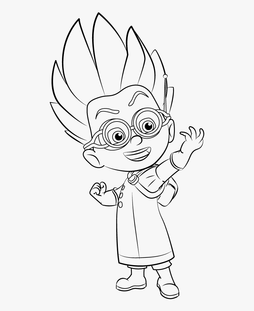 Evil Young Mad Scientist From Pj Masks Coloring Page - Супергерои В Масках Раскраска, HD Png Download, Free Download