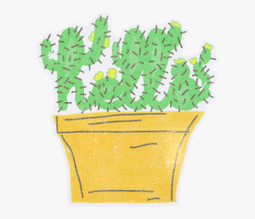 Cactus Pot Sticker - Flowerpot, HD Png Download, Free Download