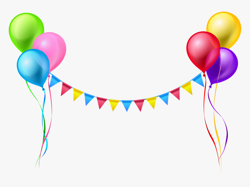 Streamer And Balloons Png - Transparent Background Birthday Png, Png Download, Free Download