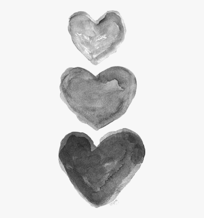 #ftestickers #watercolor #hearts #gray #black - Grey And White Heart, HD Png Download, Free Download