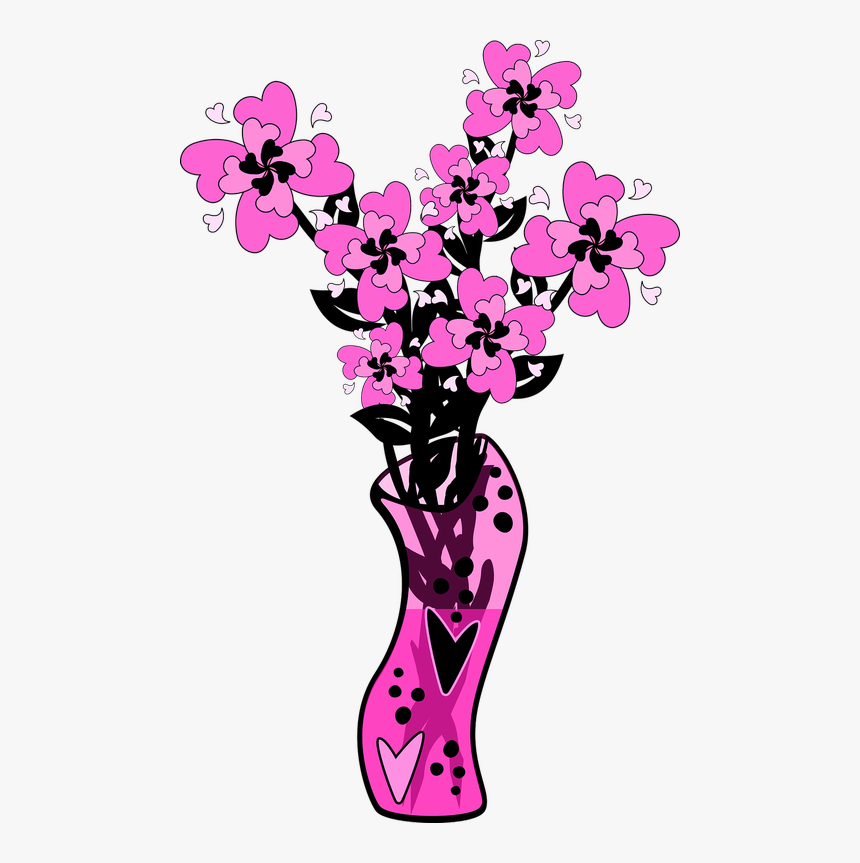 Graphic, Valentine, Hot Pink, Pink Flowers, Flowers, HD Png Download, Free Download