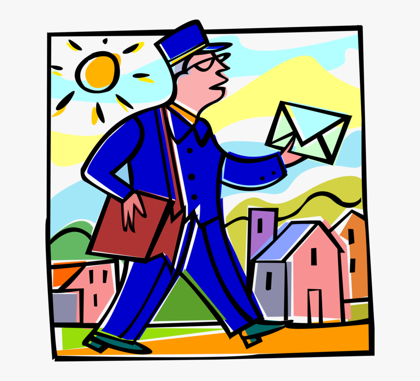 Vector Illustration Of Postal Mailman Delivers Envelopes, HD Png Download, Free Download