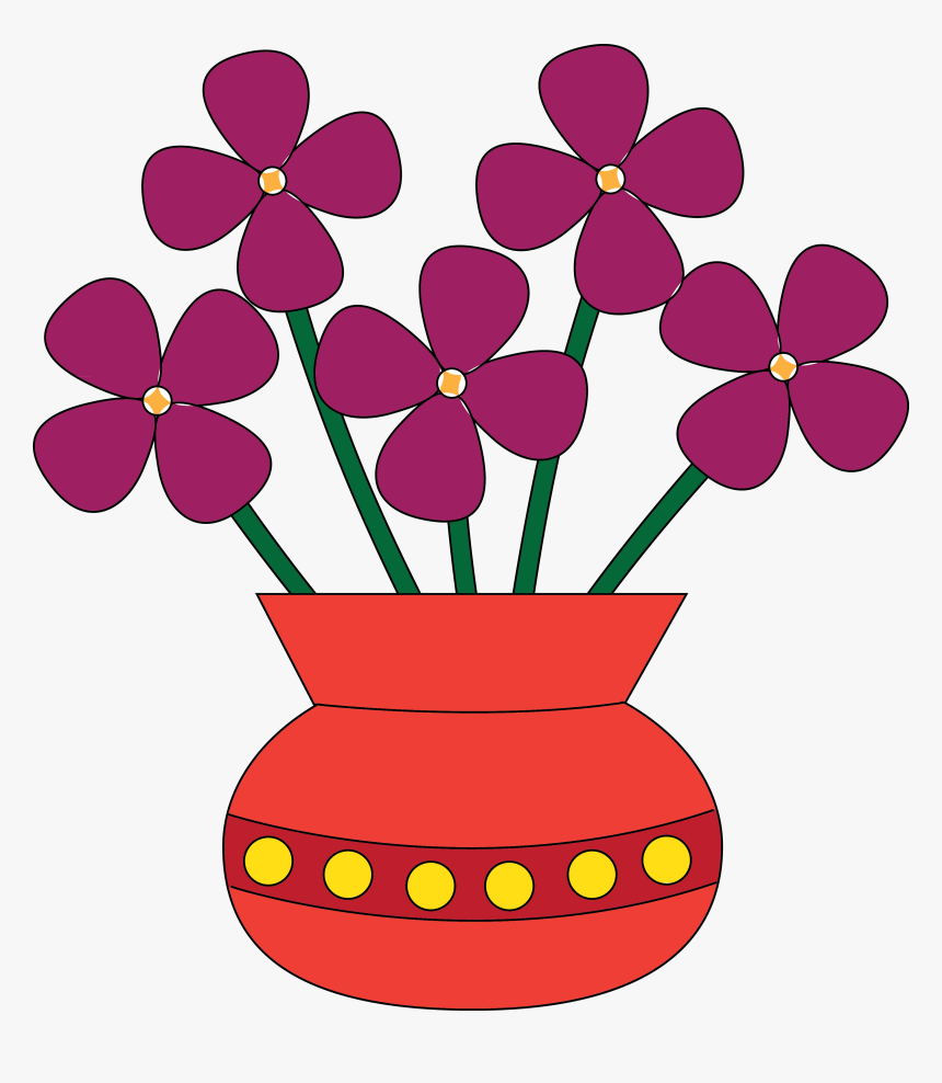 Cartoon Pink Flower - Flower Vase With Flowers Clipart, HD Png Download, Free Download