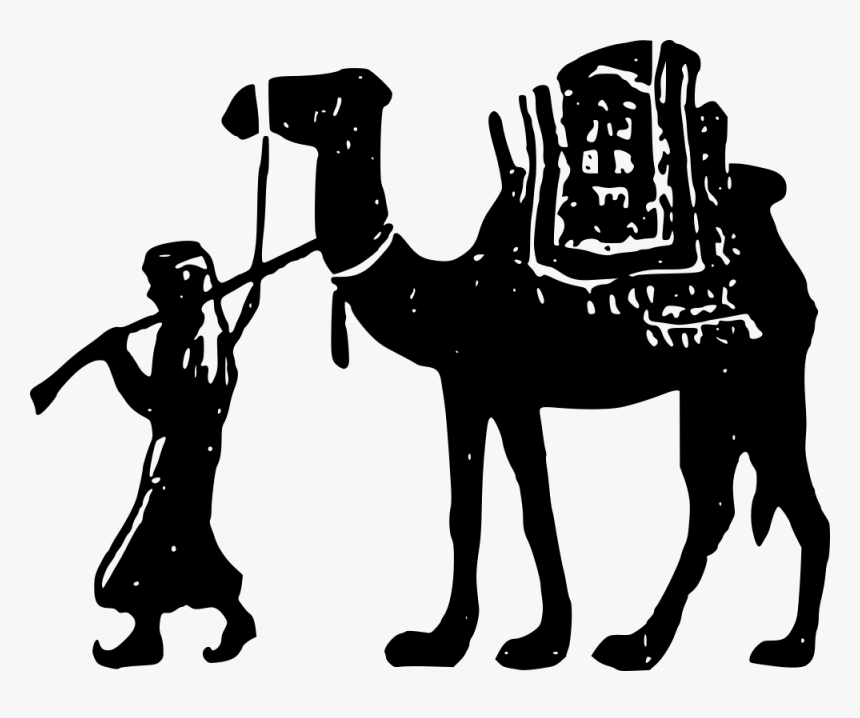 Man With Camel - Camel And Man Silhouette Clipart, HD Png Download, Free Download