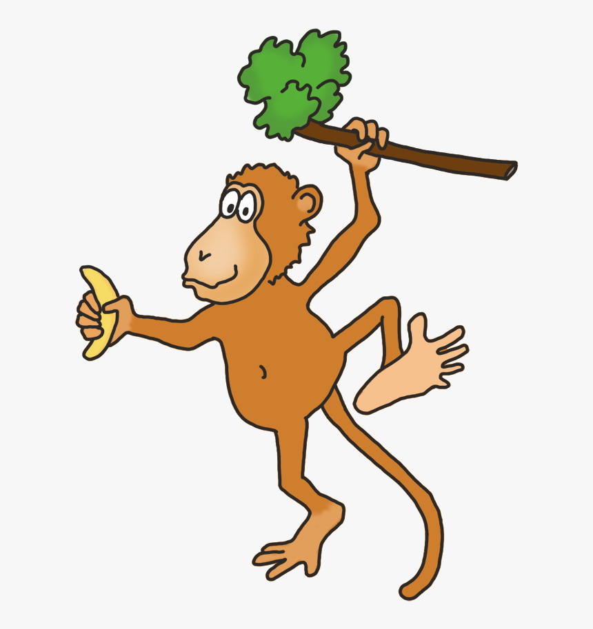 Funny Monkey Drawing With Banana - Monkey Banana, HD Png Download, Free Download
