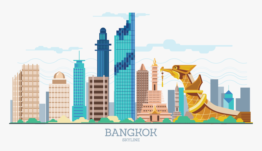 Thailand Siam Euclidean Bangkok Skyline Vector - Bangkok Png, Transparent Png, Free Download