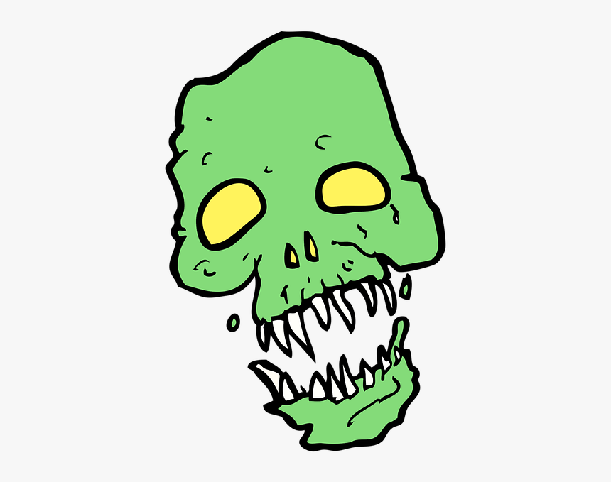 Scary, Skeleton, Skull, Horror, Human, Head, Zombie - Scary Skull Cartoon, HD Png Download, Free Download