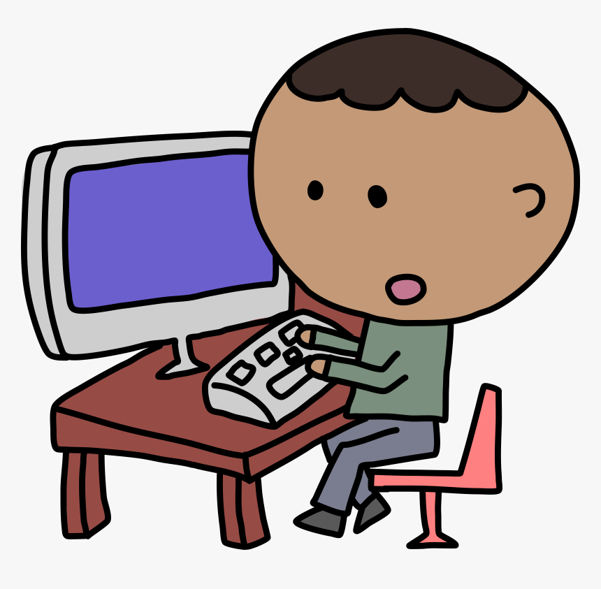 Human Behavior,boy,artwork - Kid On Computer Clipart, HD Png Download, Free Download
