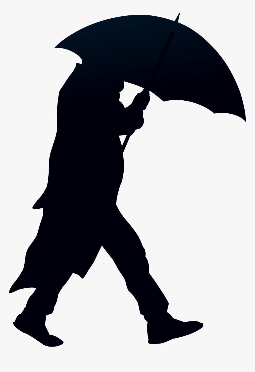 Man With Umbrella Silhouette, HD Png Download, Free Download