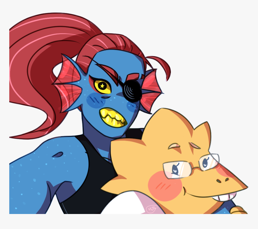 Undyne And Alphys Taking A Selfie On Your Blog - Cartoon, HD Png Download, Free Download