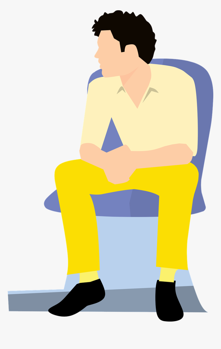 Man, Young, Clothes, Casual, Looking, Sitting, Chair - Man Sitting On Chair Cartoon Png, Transparent Png, Free Download