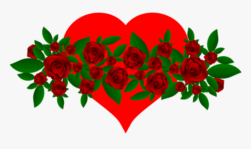 Flowers Heart Red Green Leaves Roses - Rose Good Morning Flower, HD Png Download, Free Download