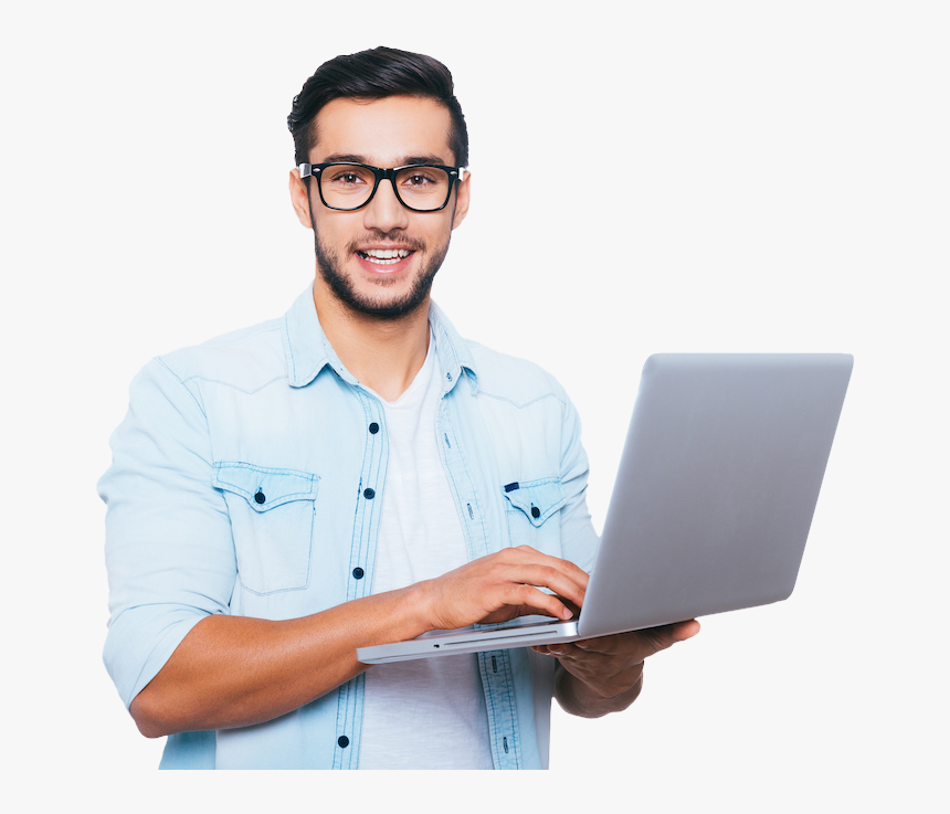 Indian Man Holding Laptop , Png Download - Person Holding A Laptop, Transparent Png, Free Download