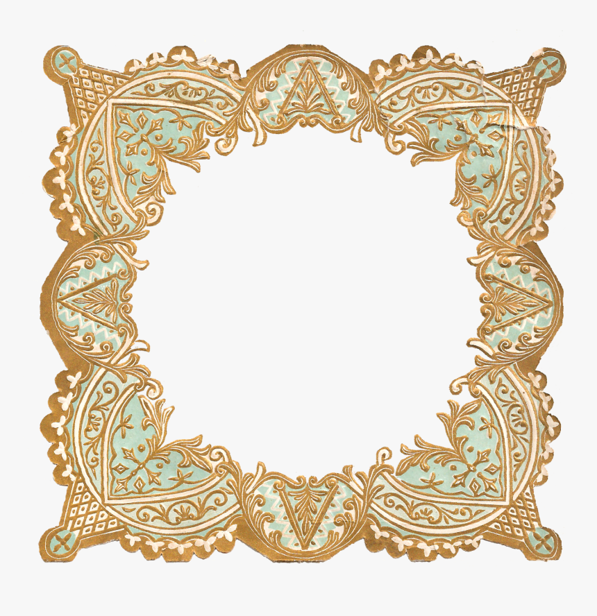 Frame Border Decorative Scrapbook Supple Craft Digital - Gold And Turquoise Border, HD Png Download, Free Download