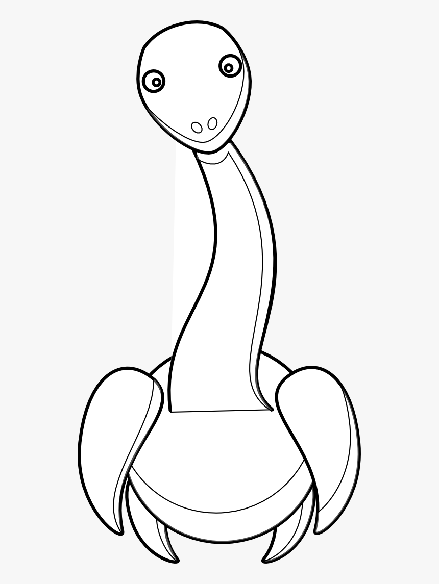 Cartoon Plesiosaur Black White Line Art Scalable Vector - Coloring Book, HD Png Download, Free Download