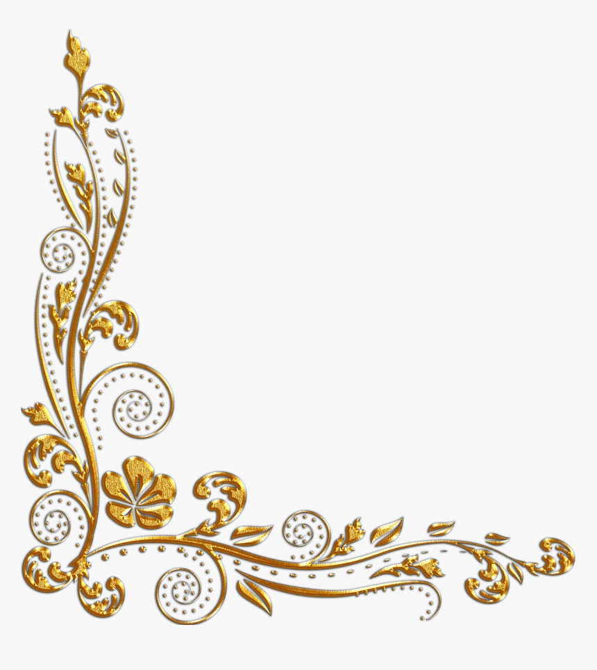 Gold Flower Border Png - Corner Gold Border Design, Transparent Png, Free Download