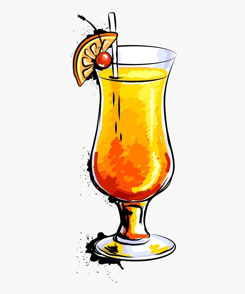 Cocktail On The Beach Tequila Sunrise Juice Blue - Tequila Sunrise Drawing, HD Png Download - kindpng
