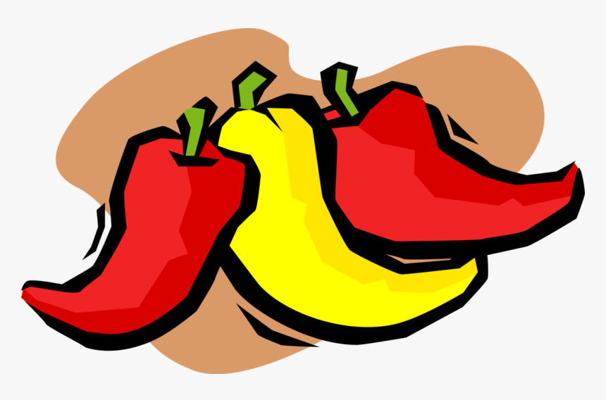 Vector Illustration Of Red And Yellow Hot Chili Peppers - Vector Chili Png, Transparent Png, Free Download