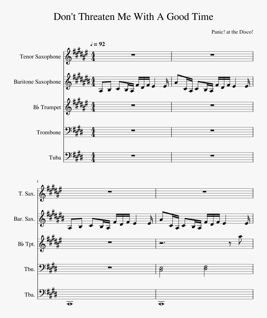 Don T Threaten Me With A Good Time Trumpet Sheet Music, HD Png Download, Free Download