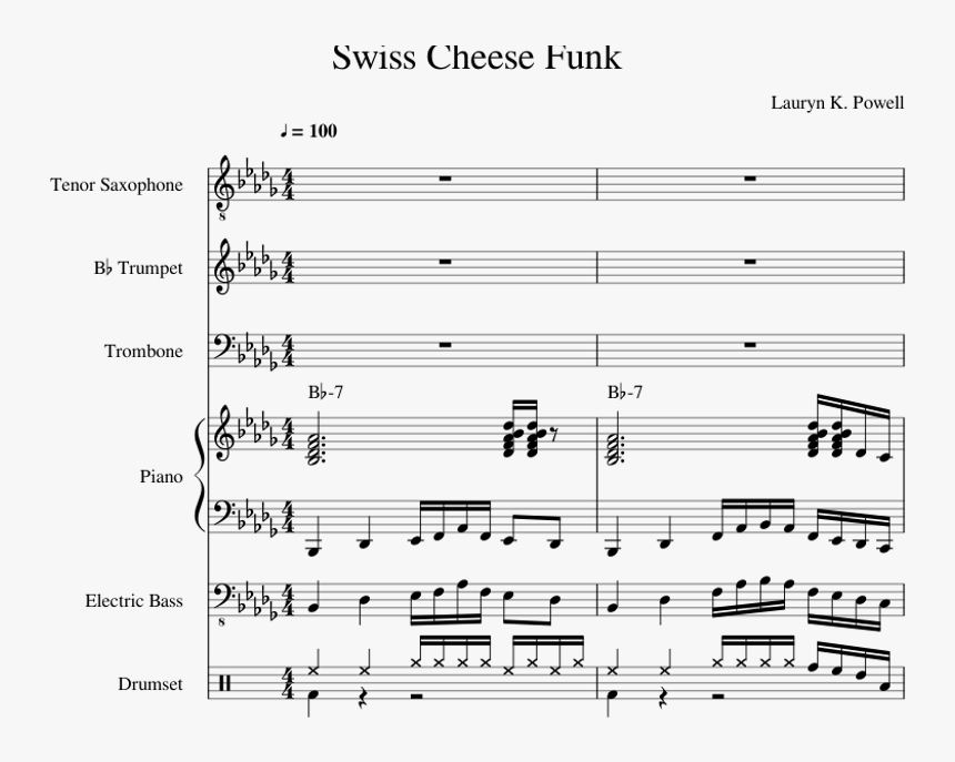 Swiss Cheese Funk Sheet Music For Piano, Tenor Saxophone, - Trill, HD Png Download, Free Download