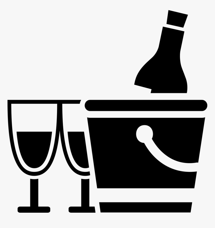 Wine Bottle In Bucket With Two Glasses - Icono Botella De Vino, HD Png Download, Free Download