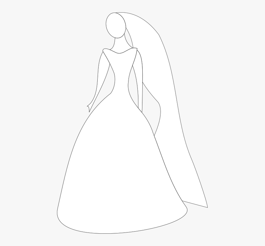 Bride, Wedding, Dress, Gown, Bridal, Lady, Marriage - Cartoon Wedding Dresses, HD Png Download, Free Download