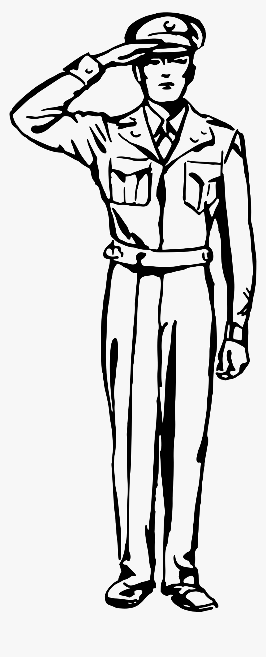 Soldier Saluting At Getdrawings - Drawing Of A Soldier Saluting, HD Png Download, Free Download
