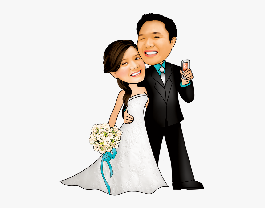 Wedding Couple Caricature Png, Transparent Png, Free Download