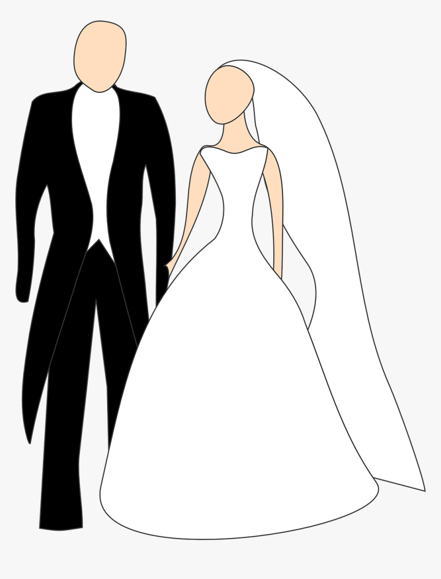 Wedding, Bride Broom Wedding Dress Smoking Marriage - Black And White Indian Bride And Groom Clipart, HD Png Download, Free Download