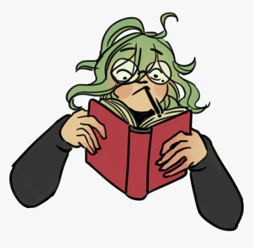 A Green-haired Boy Holds Up A Book, Reading Intently,, HD Png Download, Free Download