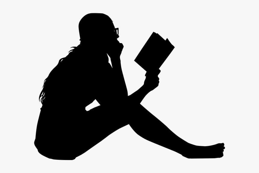 Girl, Reading, Book, Woman, Outdoors, Person, Read - Silhouette Girl Reading  Book, HD Png Download - kindpng
