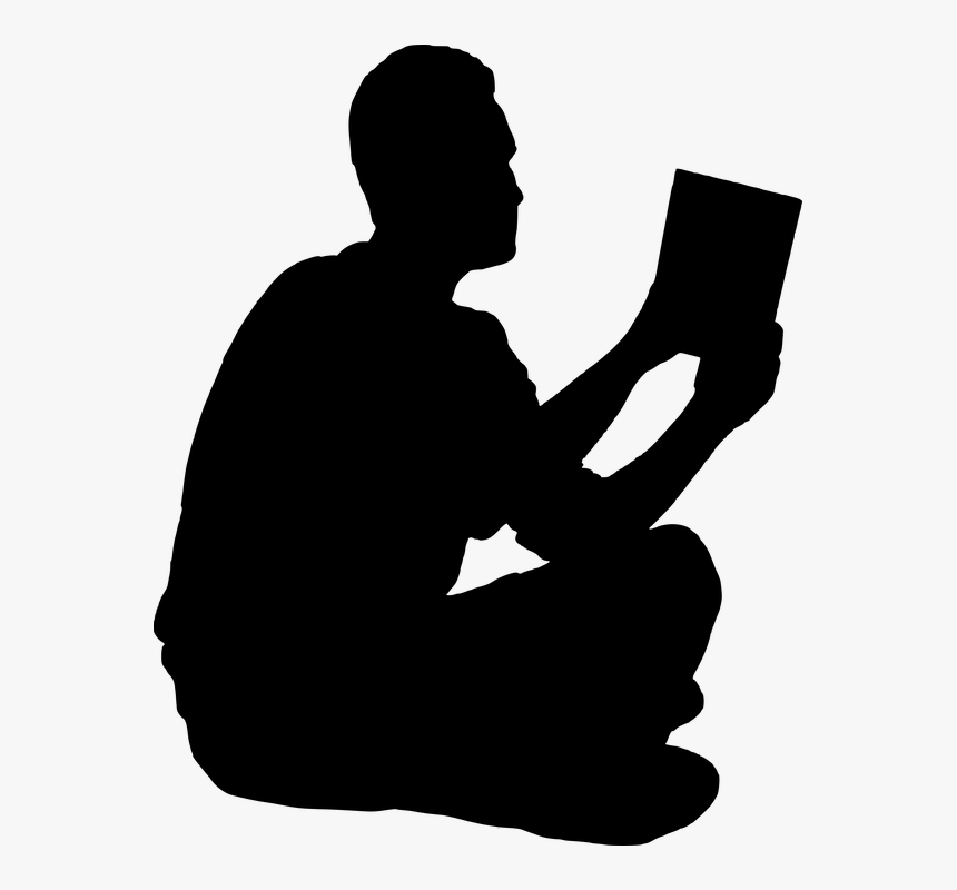 Book Silhouette Png - People Sitting Reading Silhouette, Transparent Png, Free Download