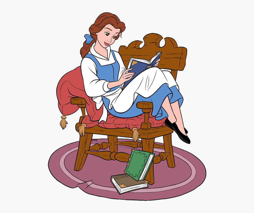 Belle Holding Book Belle Reading Book In Chair - Disney Belle Reading A Book, HD Png Download, Free Download