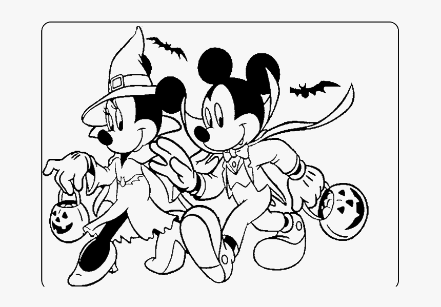 Mickey And Minnie Mouse Halloween Coloring Pages, HD Png Download, Free Download