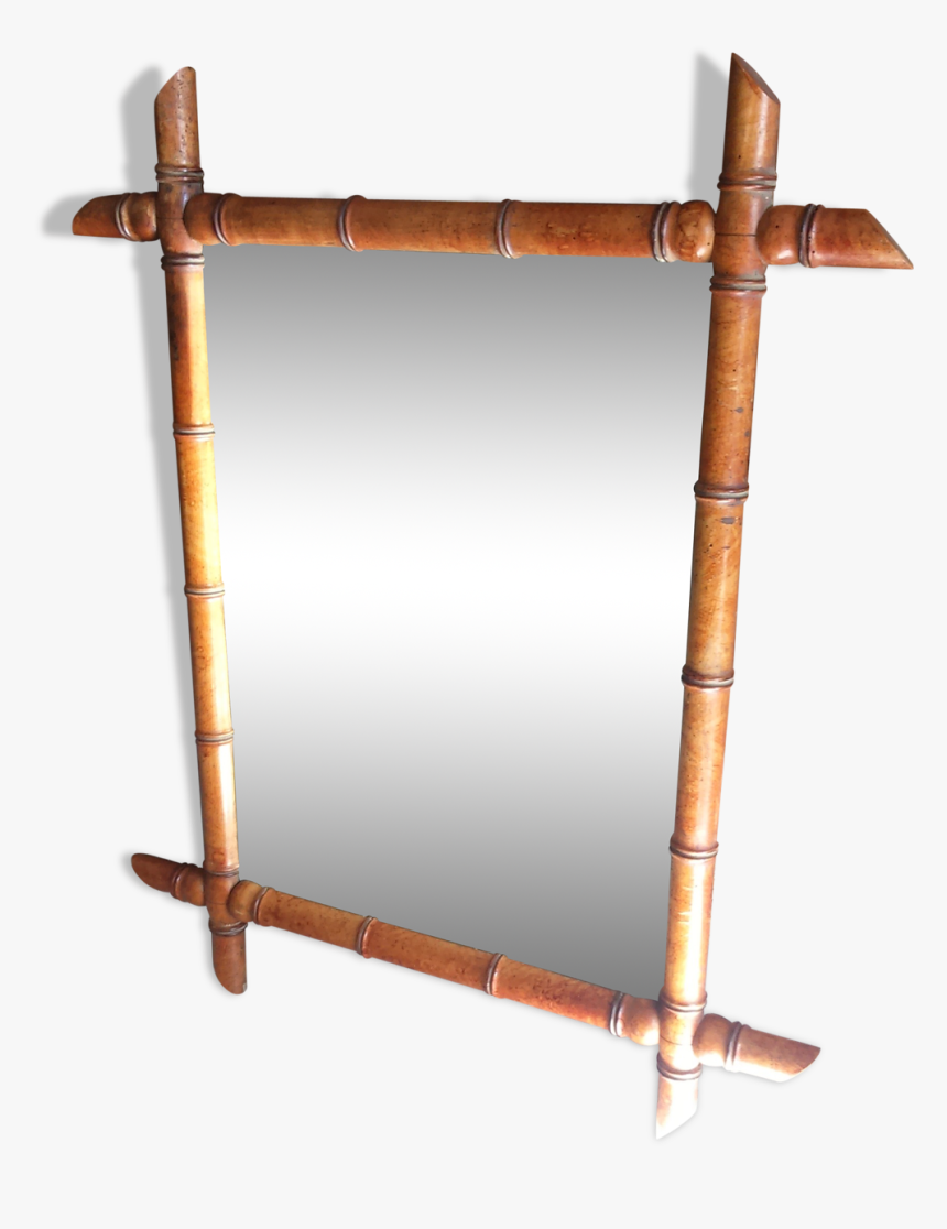 Old Mirror Wood Frame Imitation Bamboo 1900 65x55cm - Wood, HD Png Download, Free Download