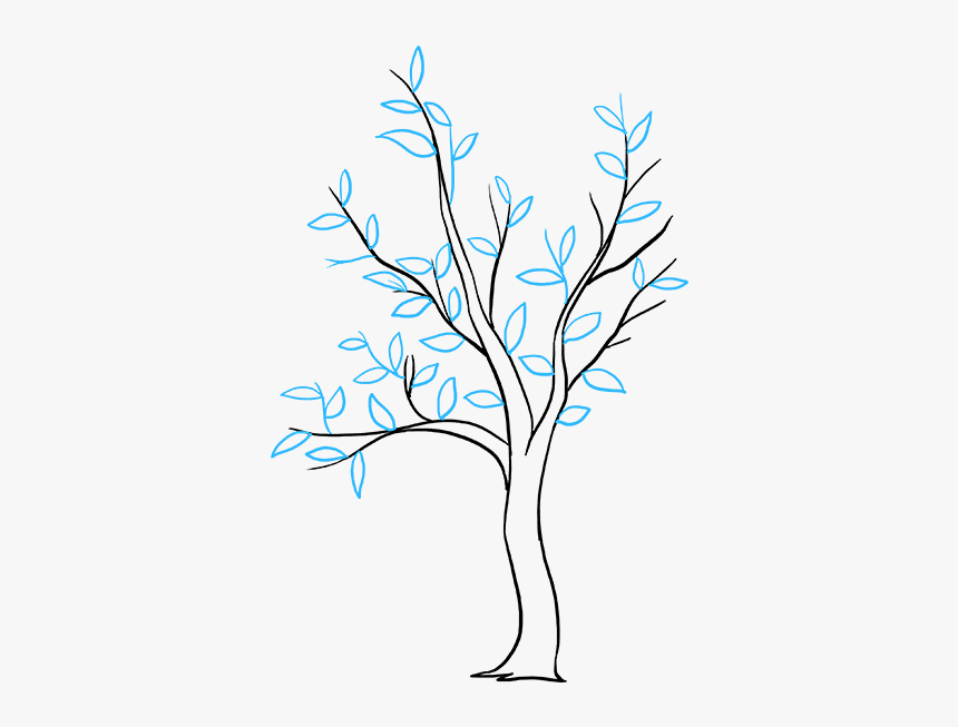 Clip Art How To Draw A Tree With Leaves - Draw A Tree, HD Png Download, Free Download