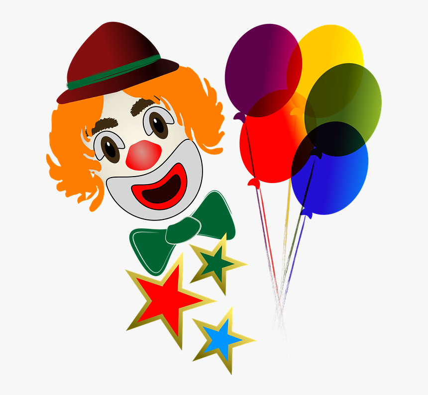 Clown Face With Balloons Clipart , Png Download - ตัว ตลก ถือ ลูกโป่ง รูป การ์ตูน, Transparent Png, Free Download