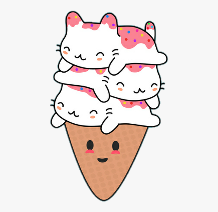 Pink Girls Kawaii Cute Tumblr Dreams Sadness Sad Girls - Kawaii Cat Ice Cream, HD Png Download, Free Download