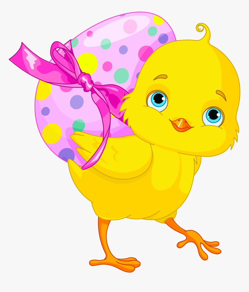Pink Egg Chicken With Bunny Easter Clipart - Easter Clip Art Chick, HD Png Download, Free Download