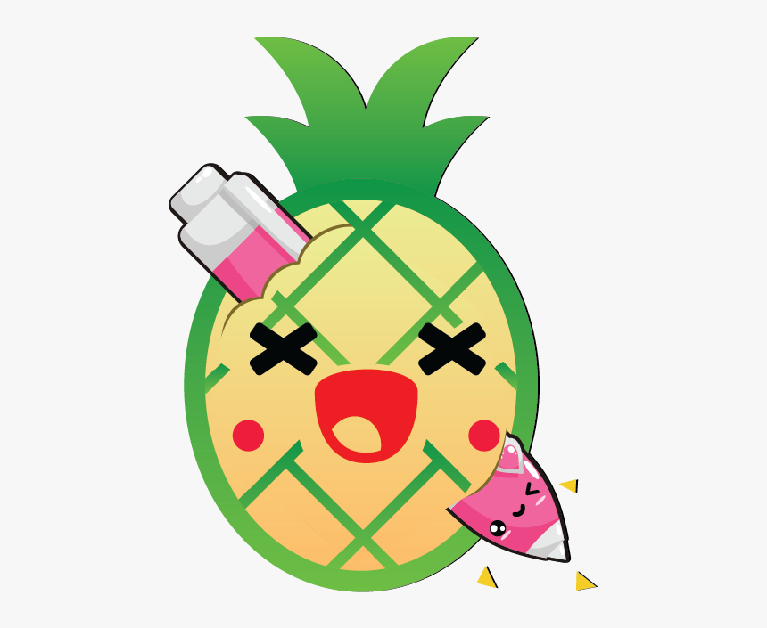 Kawaii Fruits And Pens Messages Sticker-1 - Pineapple, HD Png Download, Free Download