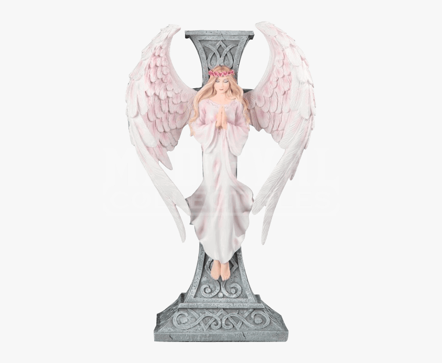 Angel Statue Figurine Cross Prayer - Figurine, HD Png Download, Free Download