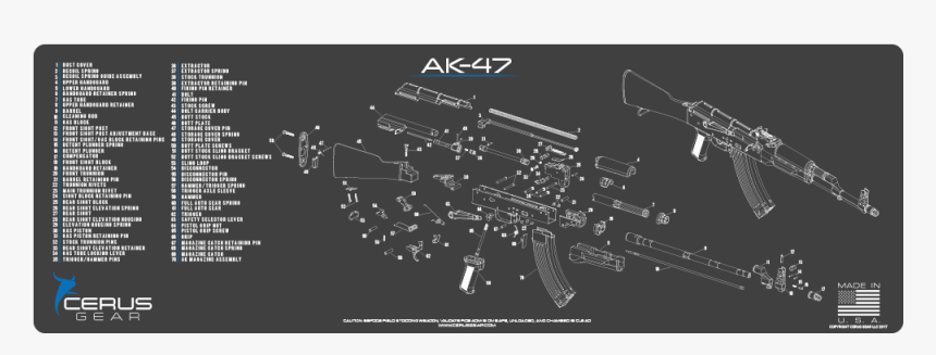 Best Ak47 Field Strip Pad With Parts - Assault Rifle, HD Png Download, Free Download