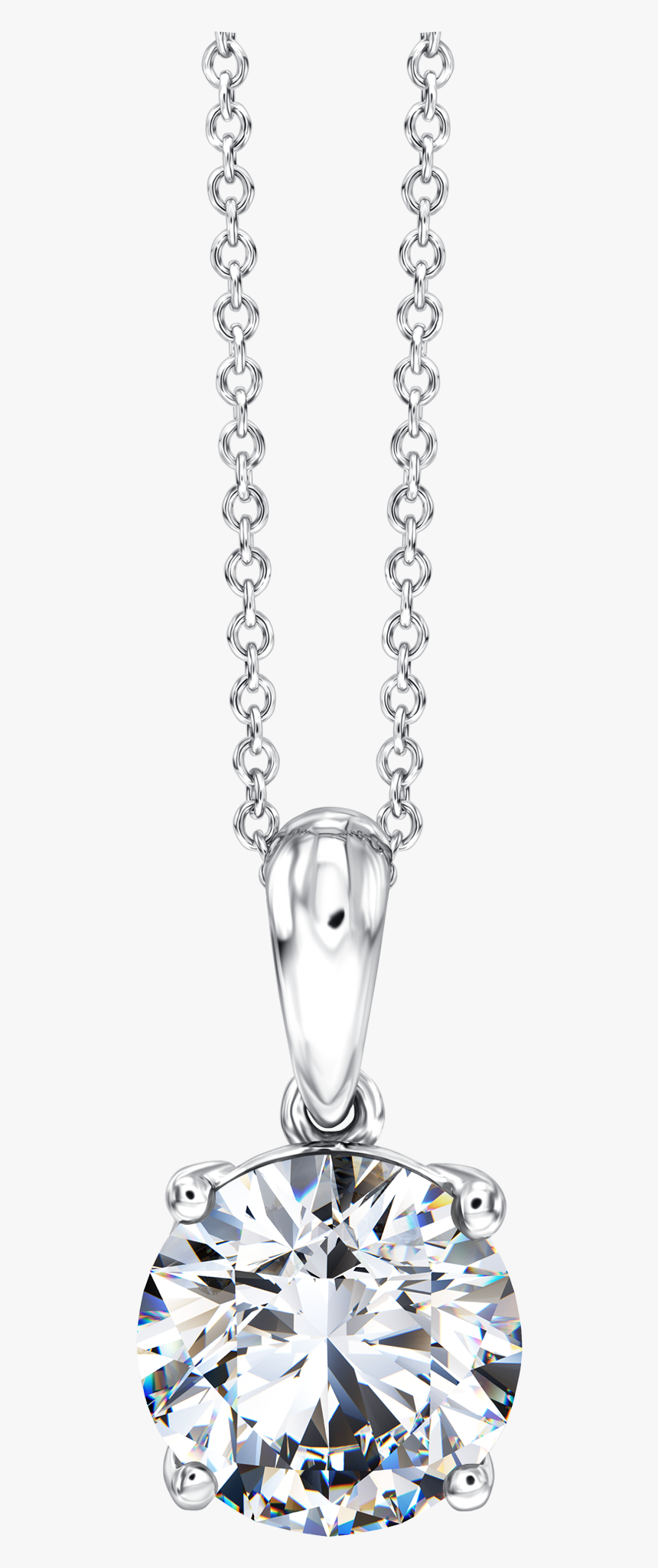 Round Diamond Classic Solitaire Pendant With Chain - 18ct Gold Necklaces With Diamond, HD Png Download, Free Download