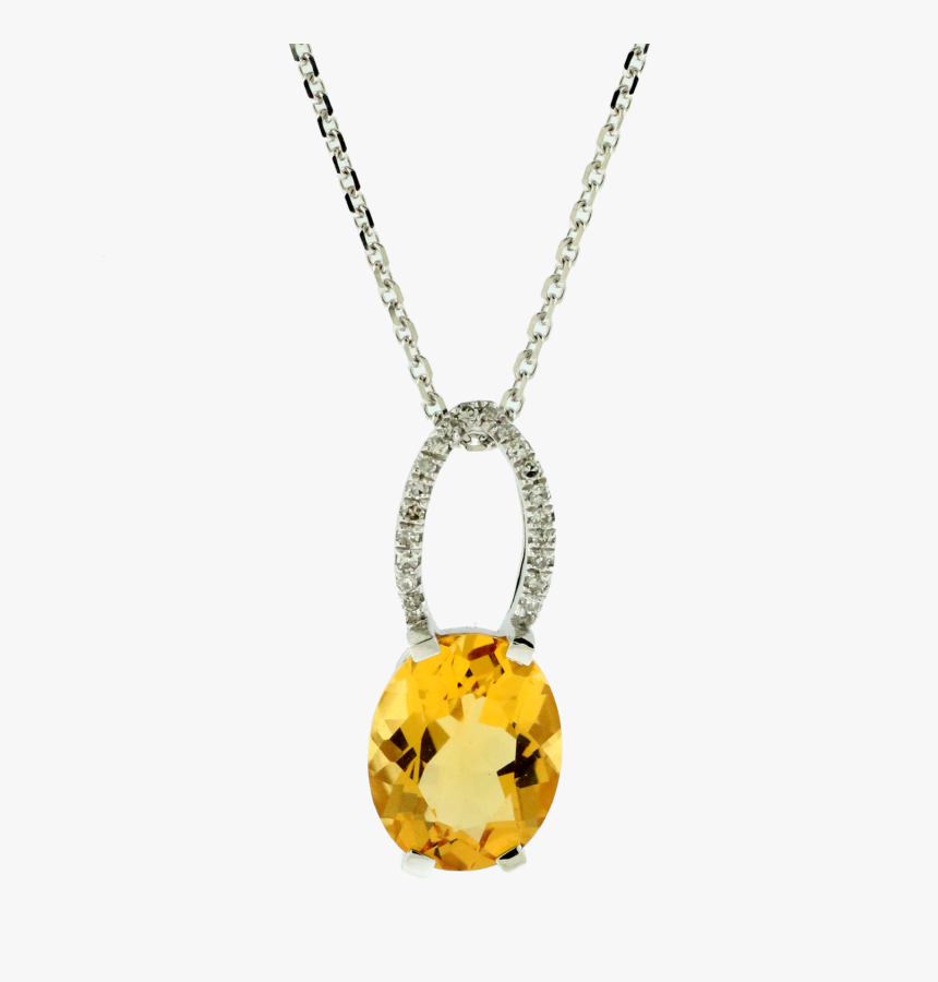 14kw Citrine And Diamond Pendant On 16in Cable Chain - Locket, HD Png Download, Free Download