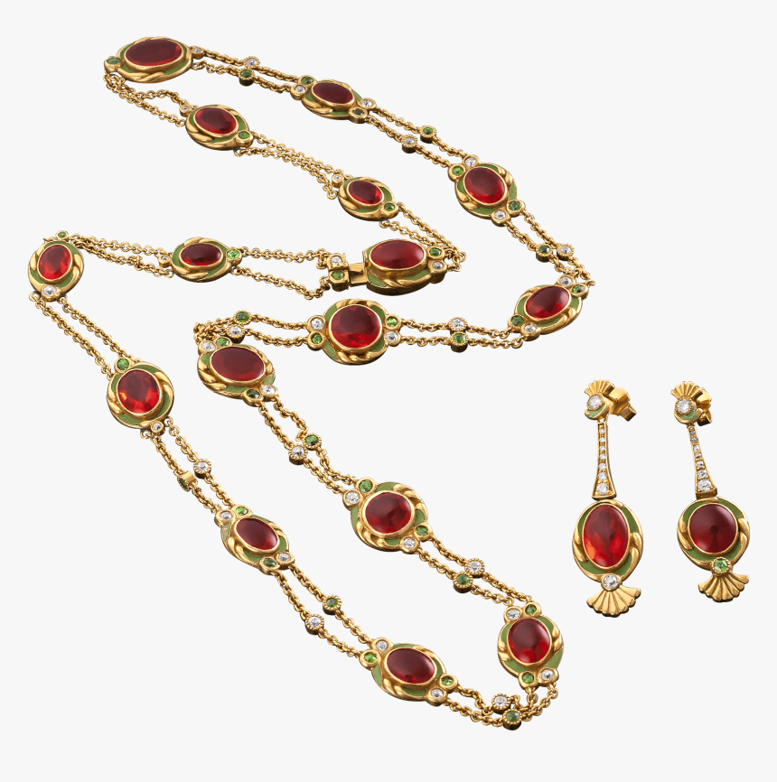 Antique Fire Opal Jewelry Suite - Chain, HD Png Download, Free Download