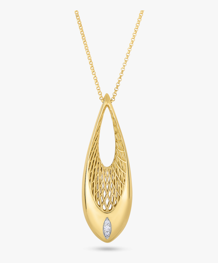 Roberto Coin 18kt Gold Drop Pendant With Diamonds - Pendant, HD Png Download, Free Download