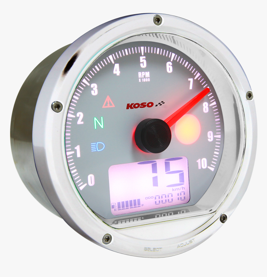 Koso T And T Tachometer White Face For Motorcycle - Gauge, HD Png Download, Free Download